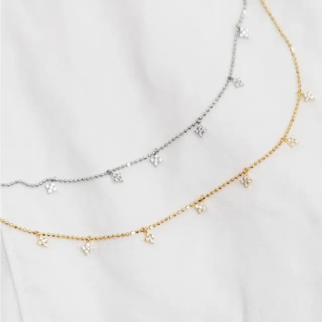 【Porabella】S925純銀四芒星項鍊 鋯石鎖骨鏈 小眾設計款ins風 情人節禮物 生日禮物 Necklace