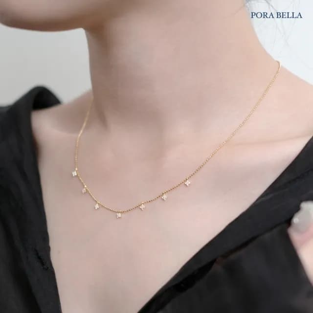 【Porabella】S925純銀四芒星項鍊 鋯石鎖骨鏈 小眾設計款ins風 情人節禮物 生日禮物 Necklace