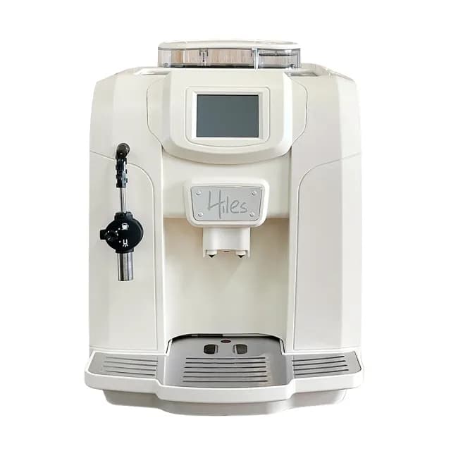 【Hiles】豪華版全自動義式咖啡機奶泡機-牛奶白(送凱飛濃香特調義式咖啡豆一磅)