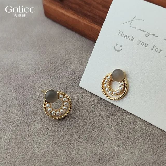 【Golicc】耳環 溫婉 氣質珍珠 銀針耳環(99購物限定 生日 飾品 耳釘 耳飾 耳墜 禮物)
