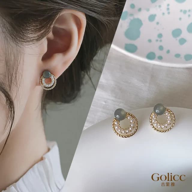 【Golicc】耳環 溫婉 氣質珍珠 銀針耳環(99購物限定 生日 飾品 耳釘 耳飾 耳墜 禮物)