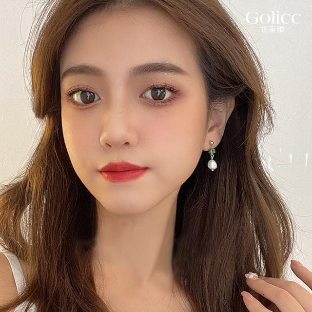 【Golicc】耳環 溫柔典雅 綠石珍珠耳環(母親節 生日 情人節 飾品 耳釘 耳飾 耳墜 禮物)