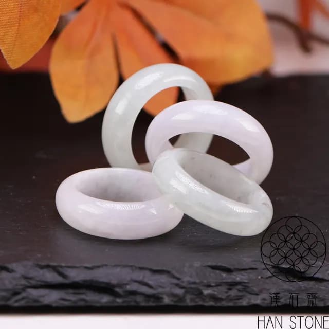 【漢石齋】情人節禮物 天然翡翠A貨 全玉戒指 白翡種(版寬隨機出貨)
