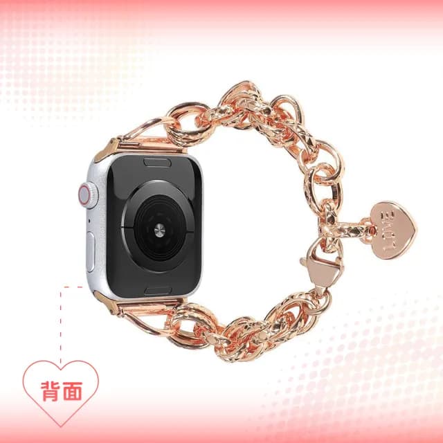 【愛心手鏈】apple watch愛心吊墜金屬錶帶(41MM 替換錶帶 手錶 飾品 手鏈 垂墜 心型)