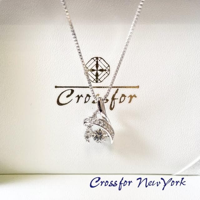 【Crossfor New York】日本原裝純銀懸浮閃動項鍊 Flora花神(提袋禮盒-生日禮物 情人節 送禮)