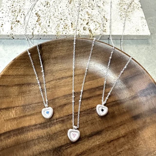 【RUBIE ACCESSORIES】小愛心彩鑽S925純銀項鍊 3色(YX0008XGN01 YX0008XGN02 YX0008XGN03)