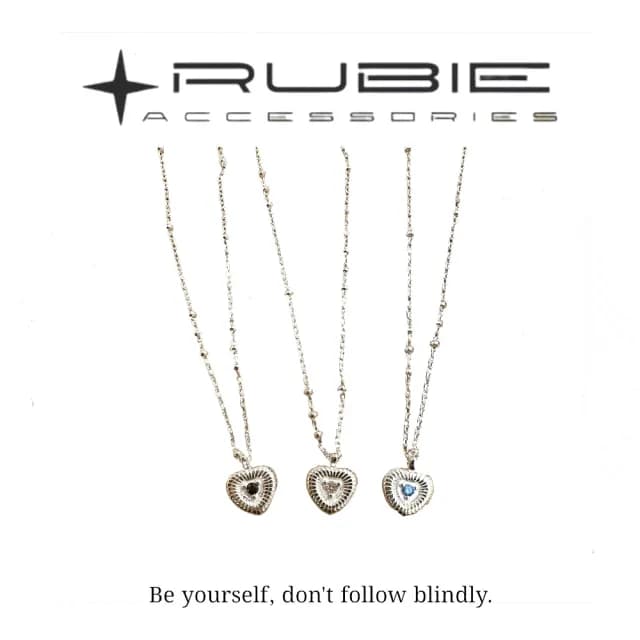 【RUBIE ACCESSORIES】小愛心彩鑽S925純銀項鍊 3色(YX0008XGN01 YX0008XGN02 YX0008XGN03)