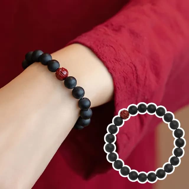 【如意安康】吉祥圓滿硃砂蓮花藥珀手鍊(朱砂 手珠 手環 手串 念珠 佛珠 平安富貴 禮物)