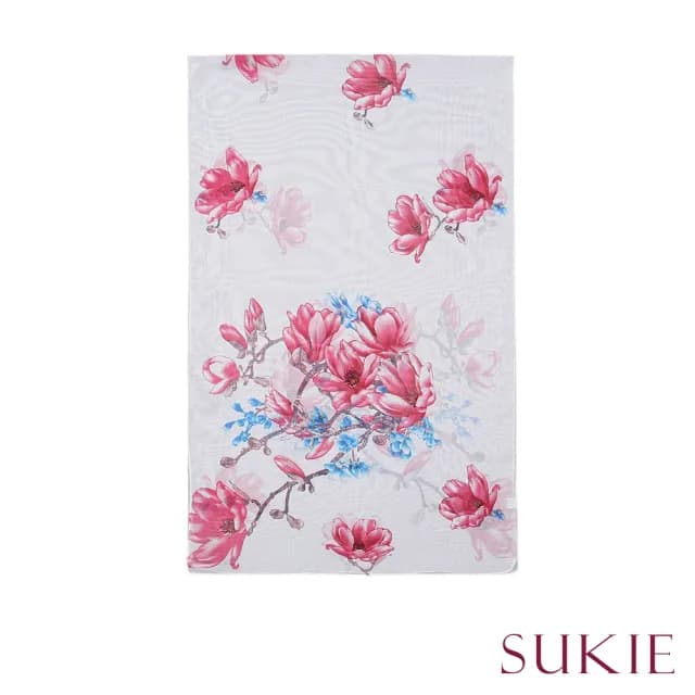 【Sukie】雪紡紗圍巾 花卉圍巾/浪漫中國風花卉印花50X150雪紡紗圍巾(3色任選)