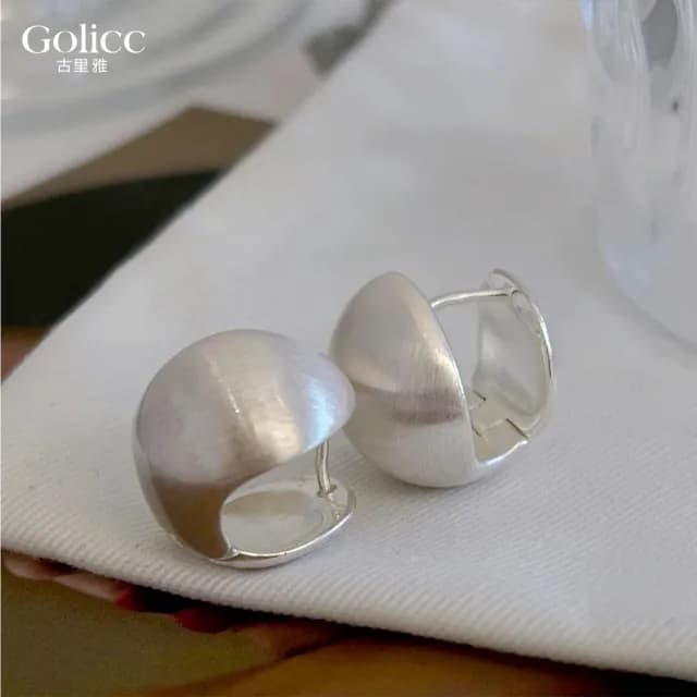 【Golicc】耳環 高級感 霧面拉絲 圓球耳環(99購物限定 生日 飾品 耳釘 耳飾 耳墜 禮物)