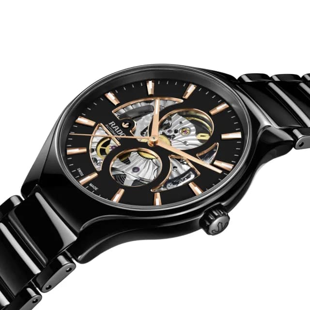 【Rado 雷達表】True Round 真系列開芯鏤空機械腕錶-40mm黑送禮推薦(R27107172)
