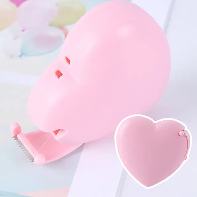 【文具用品】愛心造型小膠帶切割器-附膠帶(膠台 隨身 小巧 方便 可愛 膠帶座 學生 包材 禮物 辦公小物)