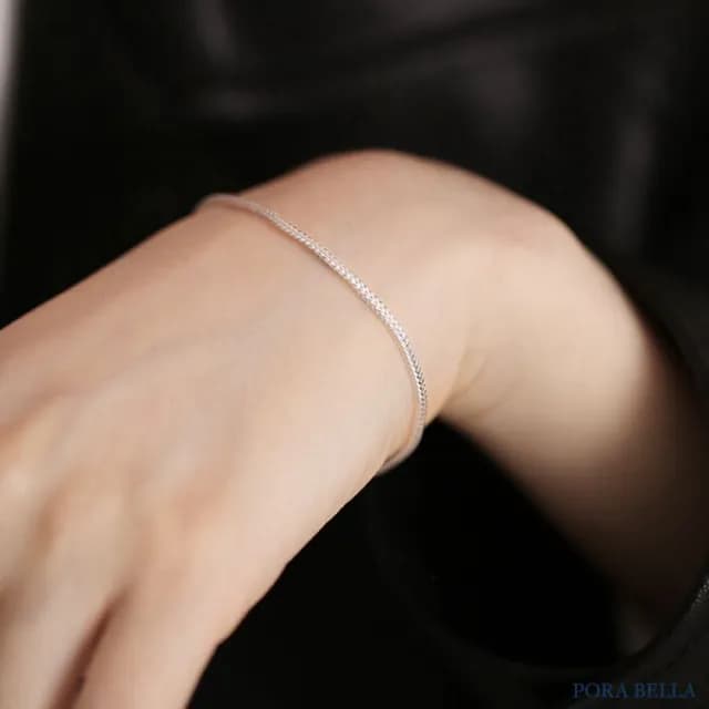 【Porabella】925純銀簡約款手鍊 小眾設計 氣質手飾 個性設計水波款手鏈 銀飾 Bracelets