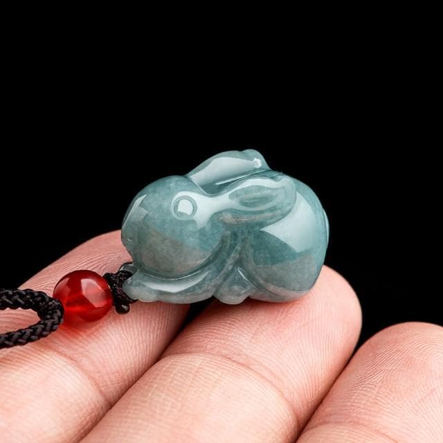 【Paiya 派亞】A貨翡翠藍水玉兔立體兔生肖兔玉石吊墜可愛女款挂件(過節送禮/交換禮物)