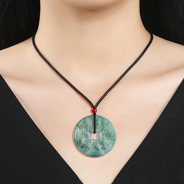 【Paiya 派亞】A貨翡翠藍水山鬼花錢玉石吊墜八卦玉墜男士女款挂墜飾品(過節送禮/交換禮物)