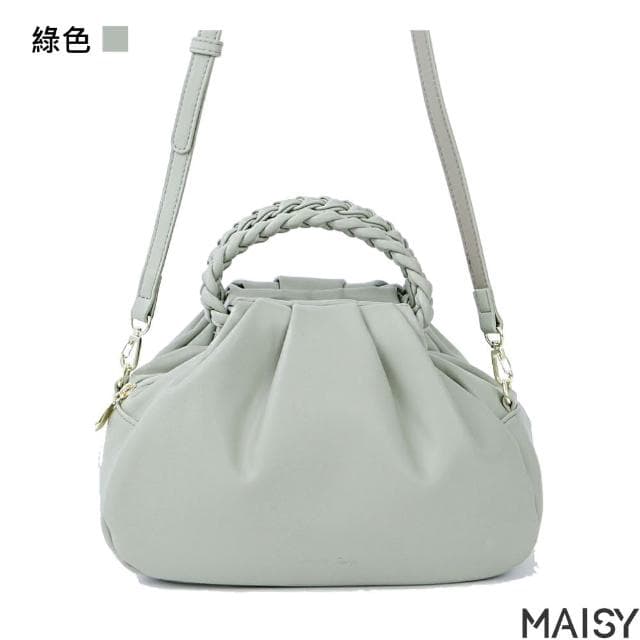【MAISY】母親節禮物 日系設計時尚輕奢百搭軟皮肩背手提包(黑色／黃色／紫色／綠色／棕色)