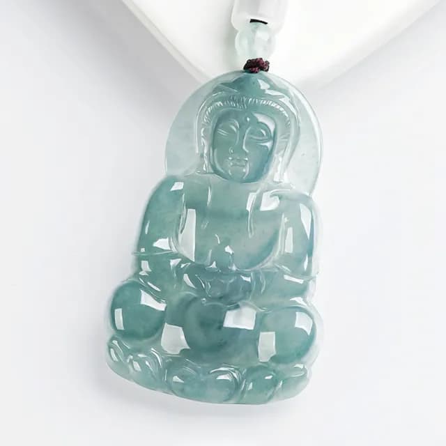 【Paiya 派亞】A貨翡翠藍水厚觀音吊墜冰種玉石挂墜挂件高端男女款(過節送禮/交換禮物)