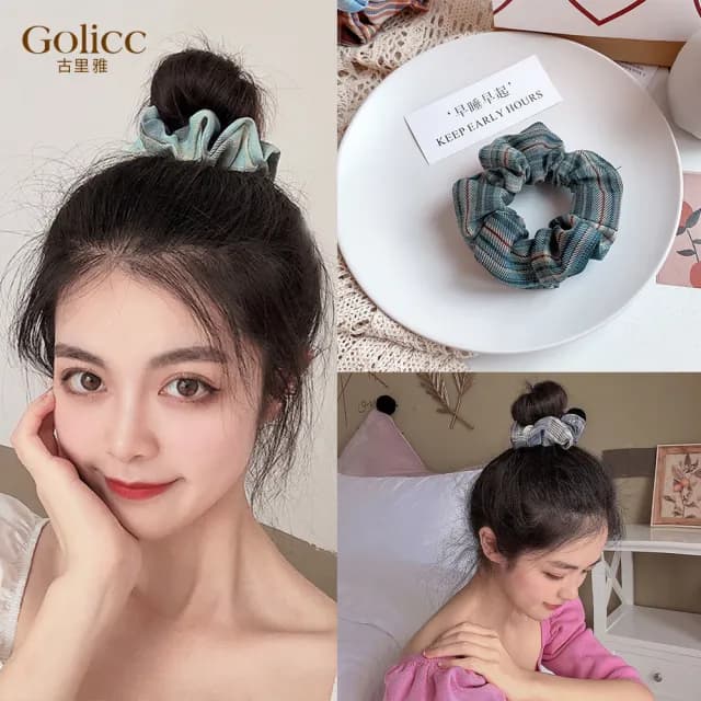 【Golicc】髮圈 可愛日系 泡泡歐根紗 2入(七夕 情人節 生日 髮飾 頭飾 大腸圈 髮夾 禮物)