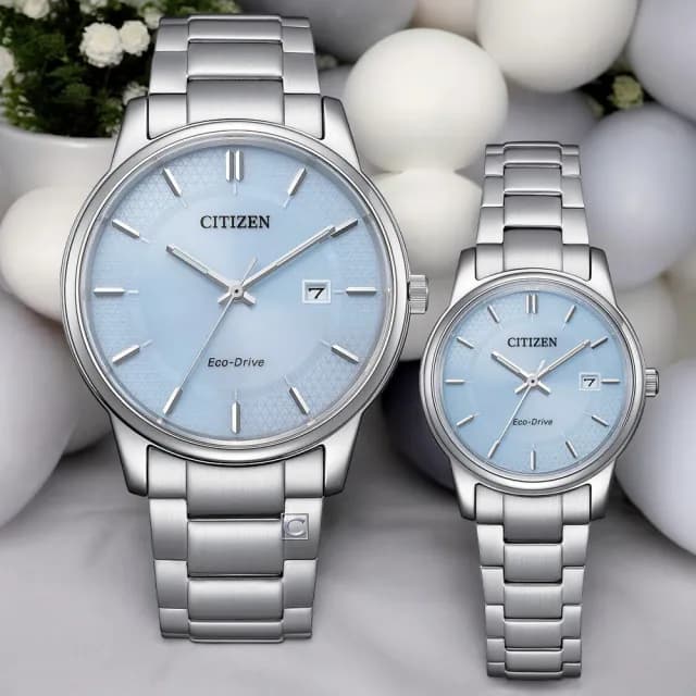 【CITIZEN 星辰】Eco-Drive 光動能錶 簡約錶 藍色 對錶 指針錶 禮物 推薦(BM6978-77L+EW2318-73L)