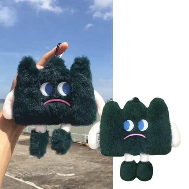 【QQ小物】父親節禮物 可愛小草表情掛脖零錢包(鑰匙包 拉鍊包 證件包 造型 小物收納 耳機包 皮