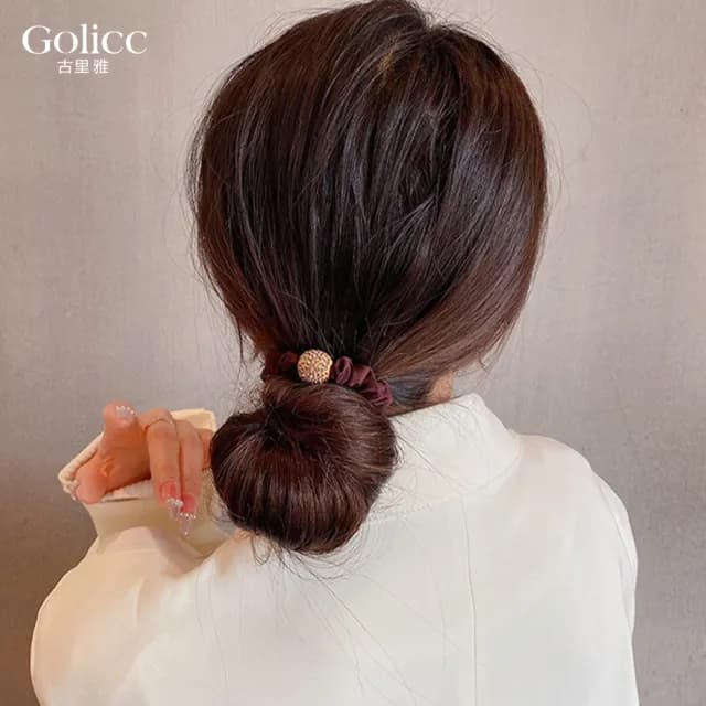 【Golicc】髮圈 韓國 高彈力 水鑽 4入裝(七夕 情人節 生日 髮飾 頭飾 大腸圈 髮夾 禮物)