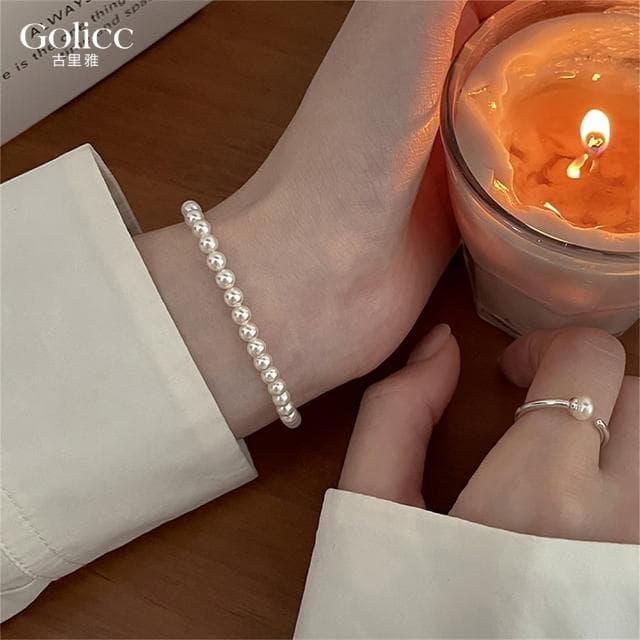 【Golicc】手鍊 法式經典 百搭珍珠鍊(母親節 生日 情人節 手環 手繩 首飾 飾品 禮物)