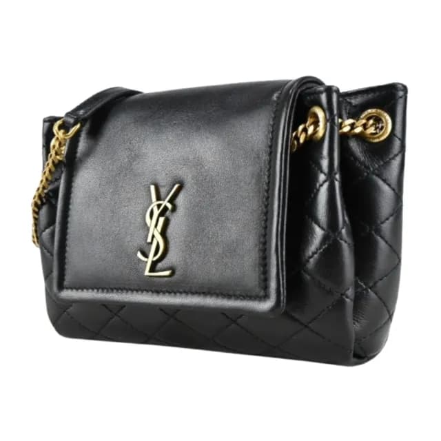 【Saint Laurent Paris】YSL Nolita 黑色 小羊皮 金鍊 迷你手袋 肩背包(6727381EL071000)