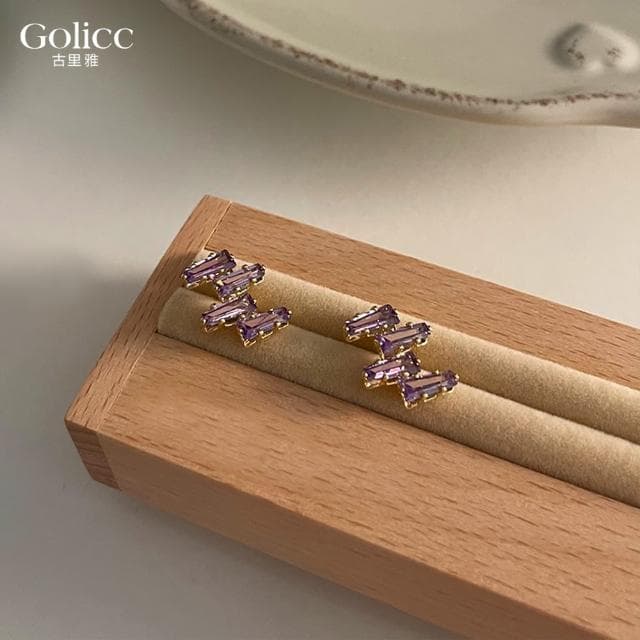 【Golicc】耳環 法式 氣質 輕奢水晶(母親節 生日 情人節 飾品 耳釘 耳飾 耳墜 禮物)