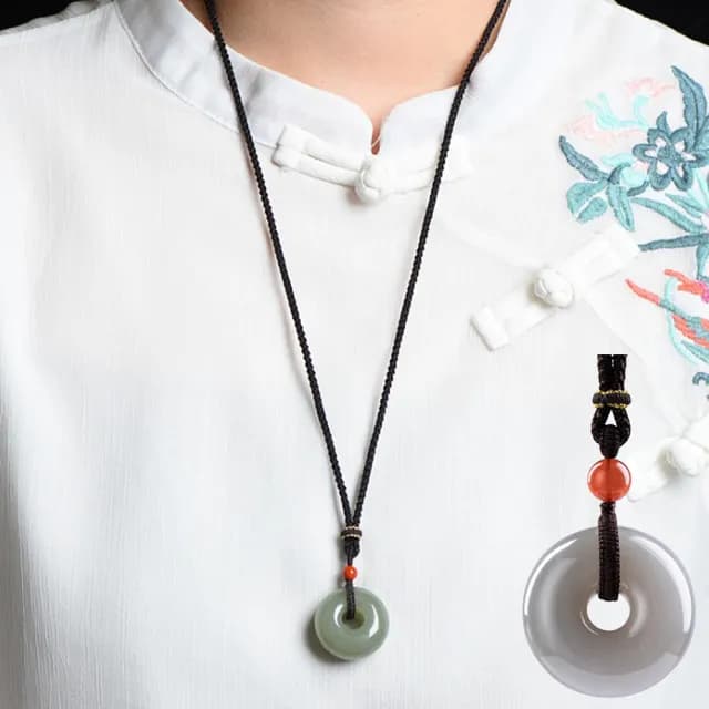【LEEHER】玉石項鍊/平安扣項鍊/吊墜項鍊/和田玉/玉項鍊/飾品/平安玉佩/項鍊/平安項鍊