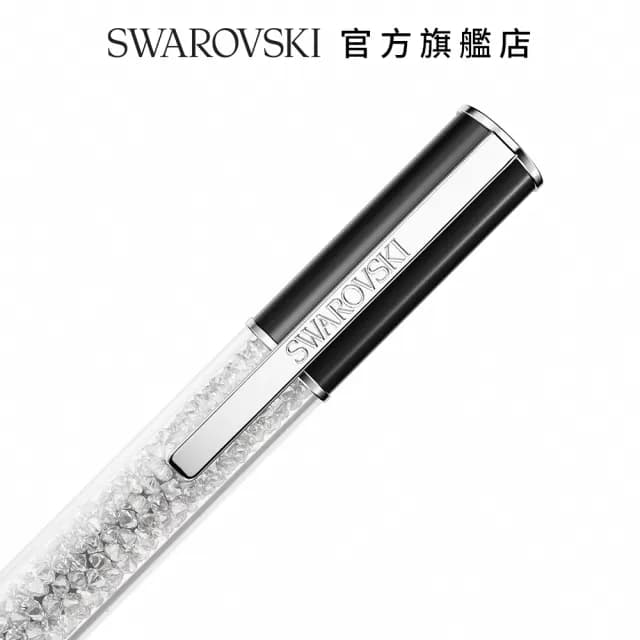 【SWAROVSKI 施華洛世奇】Crystalline Lustre 圓珠筆 黑色 鍍白金色(情人節禮物)