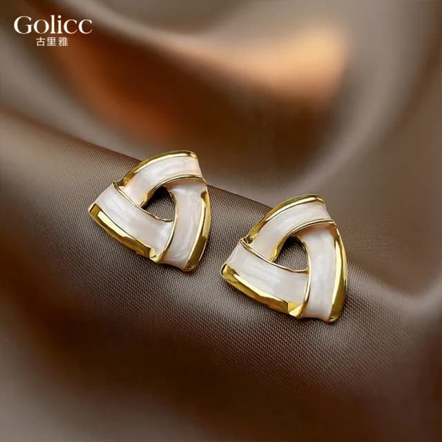 【Golicc】耳環 韓版 氣質 雙三角(七夕 情人節 生日 飾品 耳釘 耳飾 耳墜 禮物)