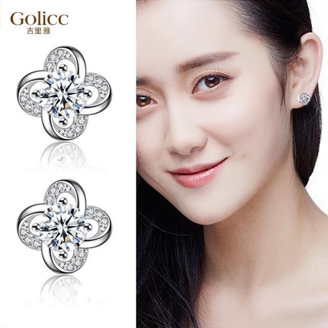【Golicc】耳環 優雅幸運草 永恆花語(母親節 生日 情人節 飾品 耳釘 耳飾 耳墜 禮物)
