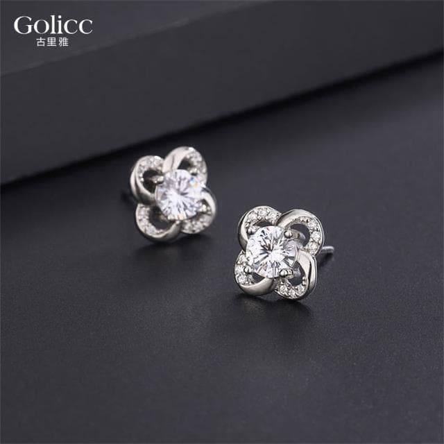 【Golicc】耳環 優雅幸運草 永恆花語(母親節 生日 情人節 飾品 耳釘 耳飾 耳墜 禮物)