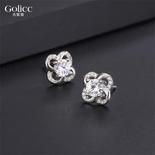 【Golicc】耳環 優雅幸運草 永恆花語(七夕 情人節 生日 飾品 耳釘 耳飾 耳墜 禮物)