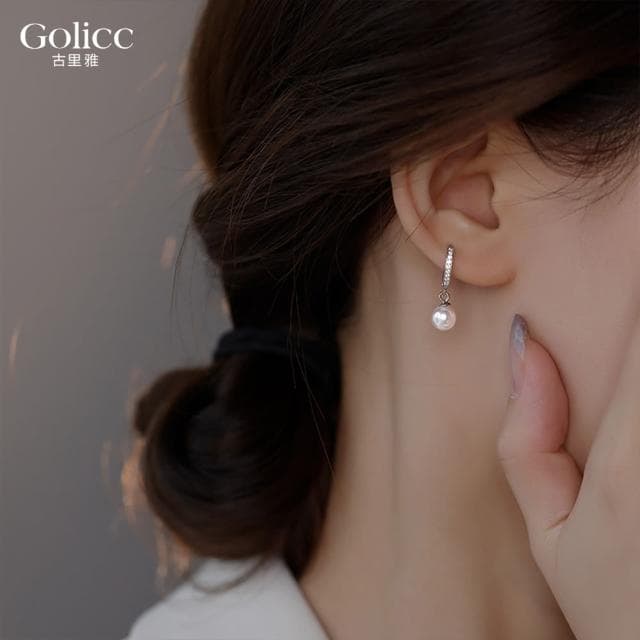 【Golicc】耳環 輕奢 微鑲珍珠(母親節 生日 情人節 飾品 耳釘 耳飾 耳墜 禮物)