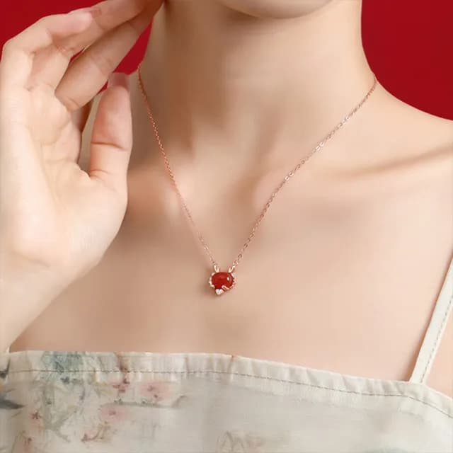 【LEESA】和田玉項鍊\紅瑪瑙項鍊\生日禮物\平安項鍊\純銀項鍊\新中式項鍊\鎖骨鍊\新年裝飾