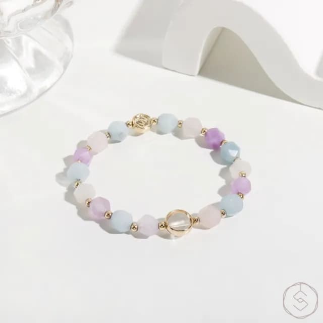 【SPANCONNY 飾品控】童趣 l 海藍寶 薰衣草紫水晶 粉水晶 白水晶 l 兒童水晶手鍊(自信+智慧)