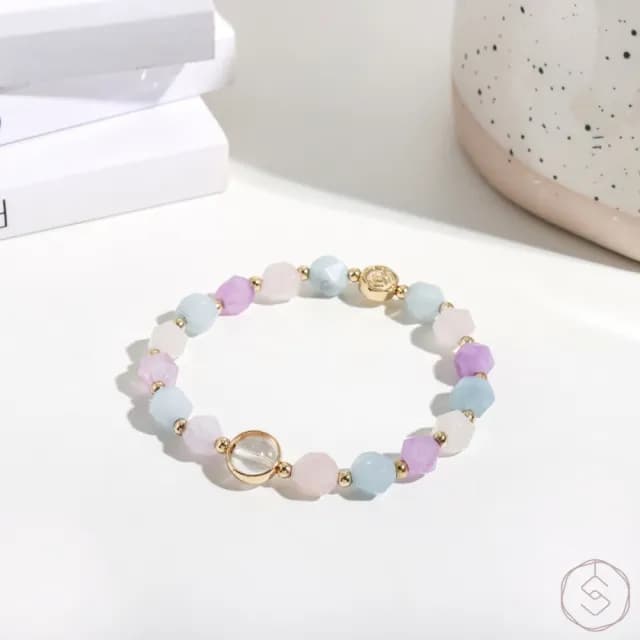 【SPANCONNY 飾品控】童趣 l 海藍寶 薰衣草紫水晶 粉水晶 白水晶 l 兒童水晶手鍊(自信+智慧)