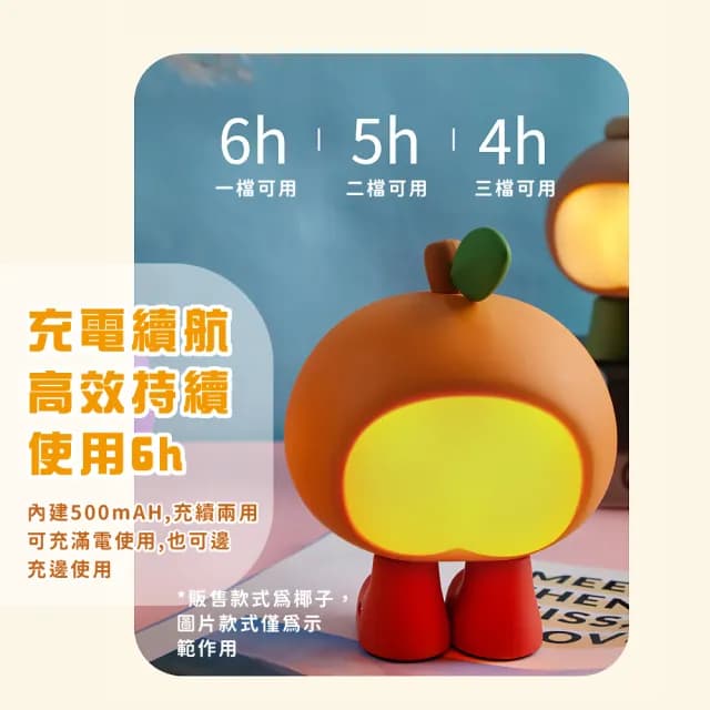【安居樂椰】USB定時水果屁屁拍拍燈(小夜燈 觸控燈 床頭燈 氣氛燈 燈光調節 紓壓 充電式 擺飾 居家 送禮)