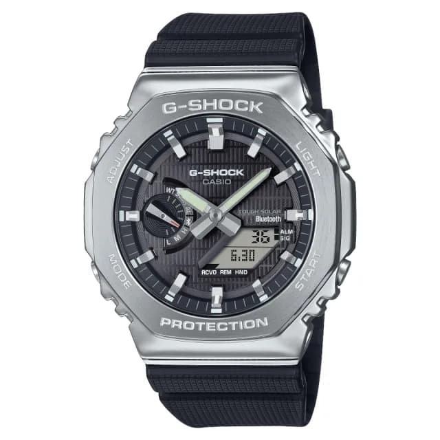 【CASIO 卡西歐】G-SHOCK金屬藍芽雙顯錶(GBM-2100-1A)