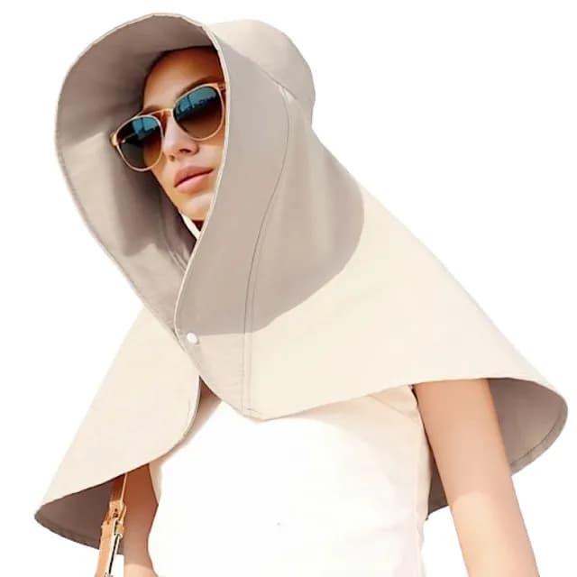 【89 zone】日系純色透氣防紫外線護頸 漁夫帽 防曬圍巾 圍巾 披肩(粉/黑/黃/卡其)