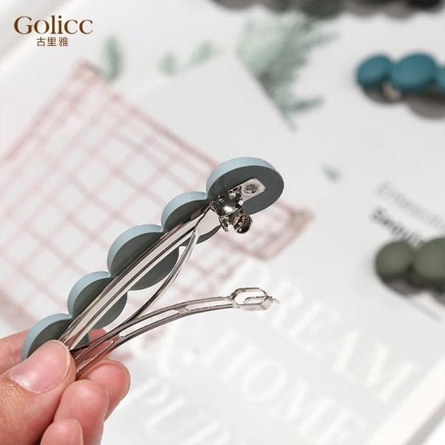 【Golicc】髮夾 法式復古 圓圈圈 2入組(母親節 生日 情人節 髮飾 頭飾 鯊魚夾 抓夾 禮物)