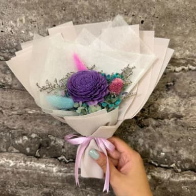 【A-ONE 匯旺】迷你花束 太陽玫瑰花 索拉通草手工花 告白小花束 乾燥花束 永生花束 七夕情人節禮物