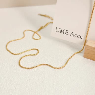 【UME.Acce】立體方珠細鍊鈦鋼項鍊(鈦鋼項鍊 項鍊 鈦鋼 裸鍊 鈦鋼裸鍊 立體 方鏈 珍珠鏈)
