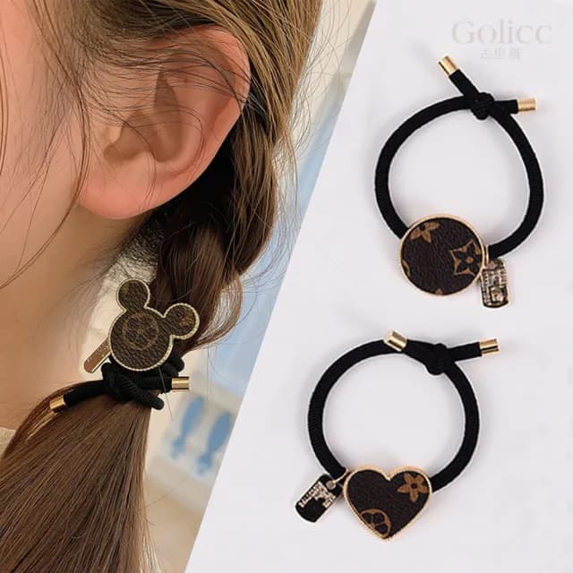 【Golicc】髮圈 復古皮質小香ins 丸子頭(七夕 情人節 生日 髮飾 髮帶 飾品 禮物)