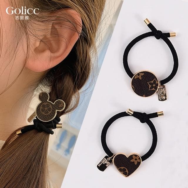 【Golicc】髮圈 復古皮質小香ins 丸子頭(母親節 生日 情人節 髮飾 髮帶 飾品 禮物)