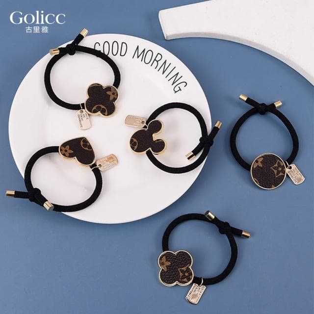 【Golicc】髮圈 復古皮質小香ins 丸子頭(母親節 生日 情人節 髮飾 髮帶 飾品 禮物)