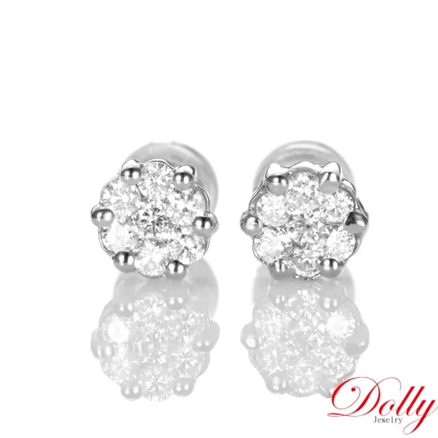 【DOLLY】情人節禮物 0.45克拉 天然鑽石 F/VS2 18K金耳環(母親節 情人節 交換禮物首選)