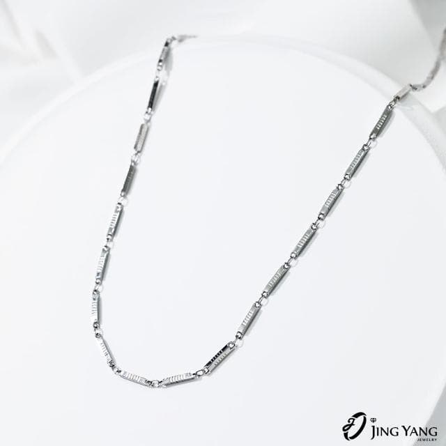 【JING YANG 晶漾】白鋼項鍊簡約長方塊細鍊款(生日禮物男女送禮)