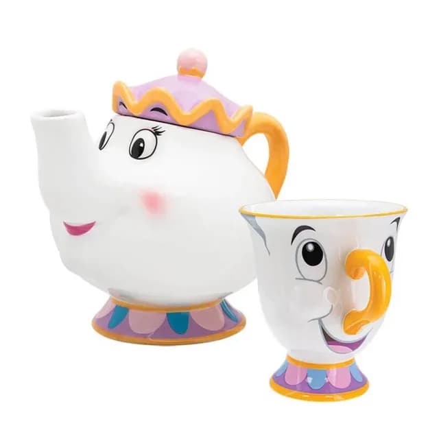 【Paladone UK】Disney 迪士尼 茶壺太太＆阿奇 造型茶具禮盒套組(茶壺太太/茶壺/杯子 /造型杯壺組)